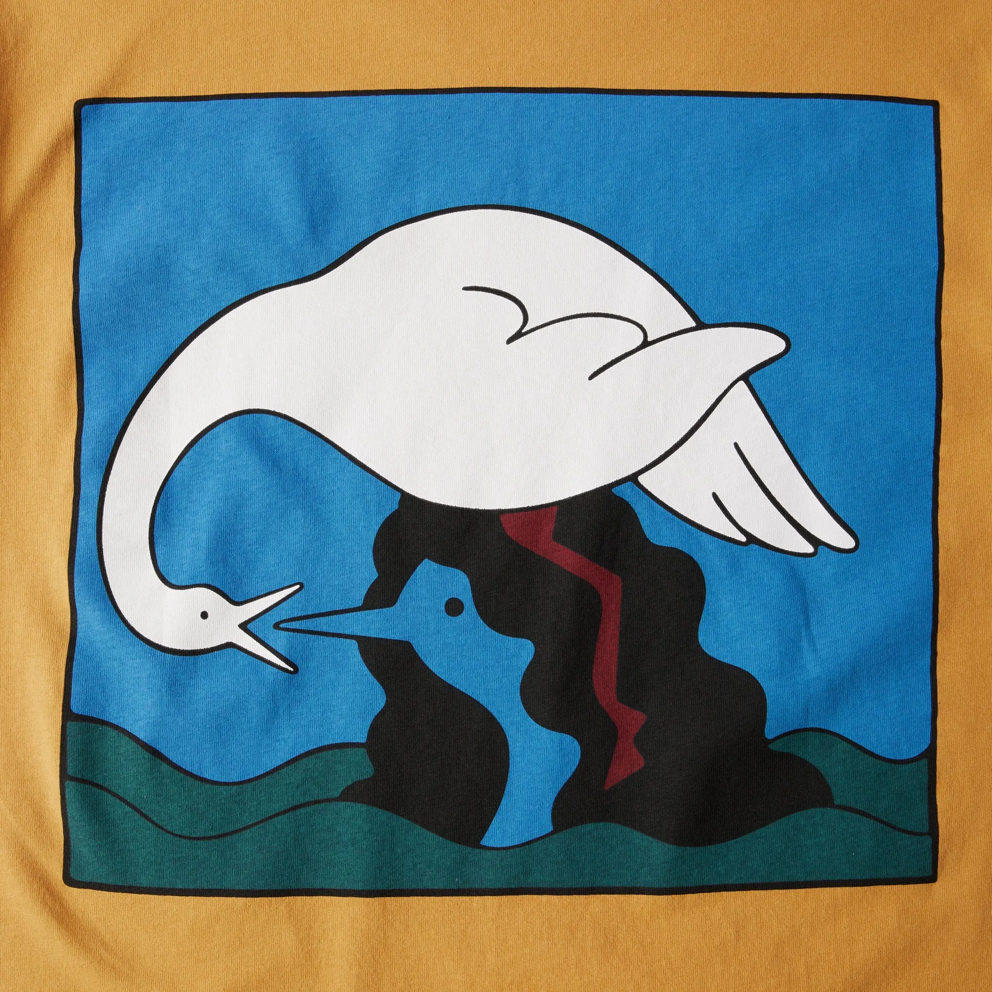 By Parra Swan To The Face T-Shirt - Ocher