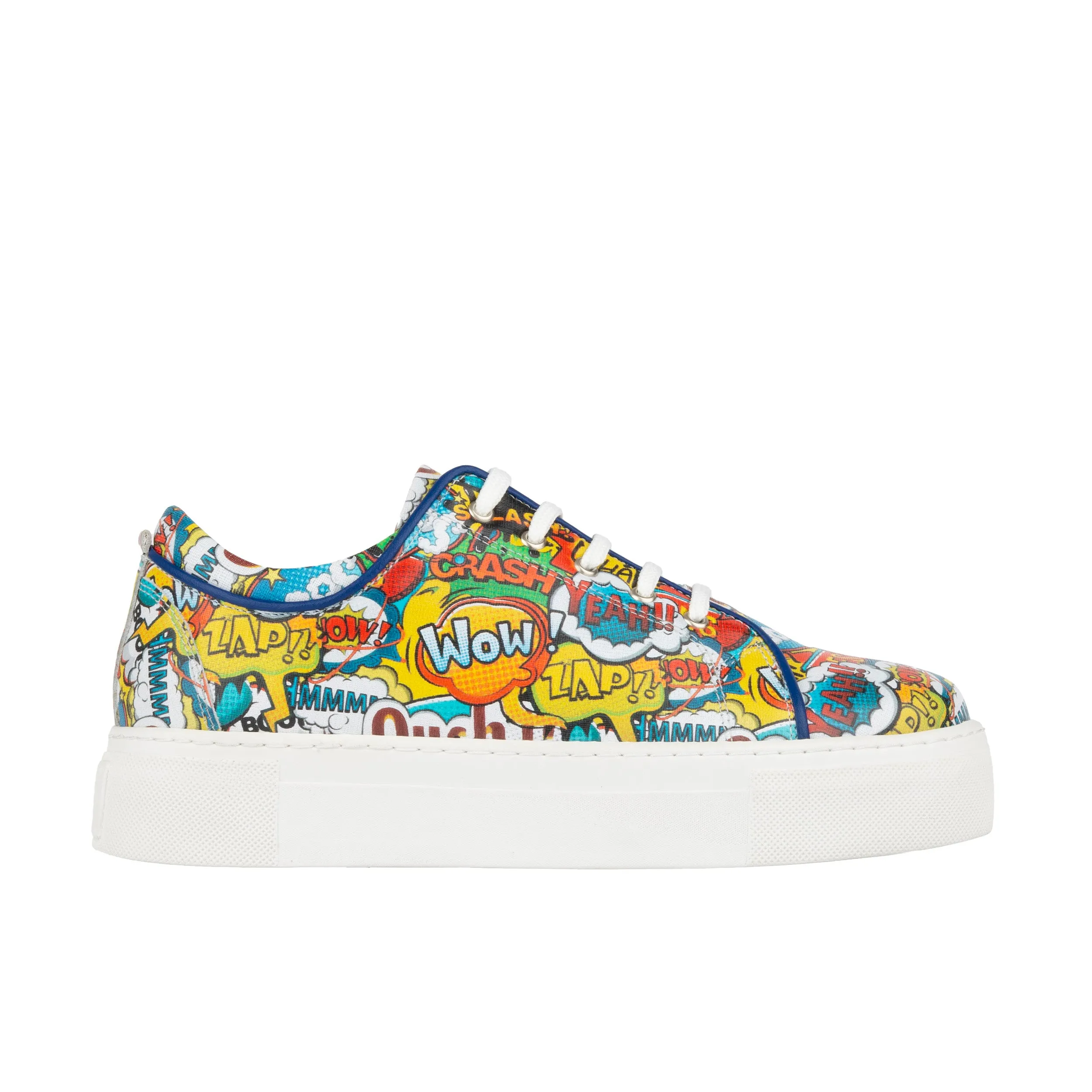 CAMILA COMIC BOOK - Women's chunky white sole leather trainer in vibrant print