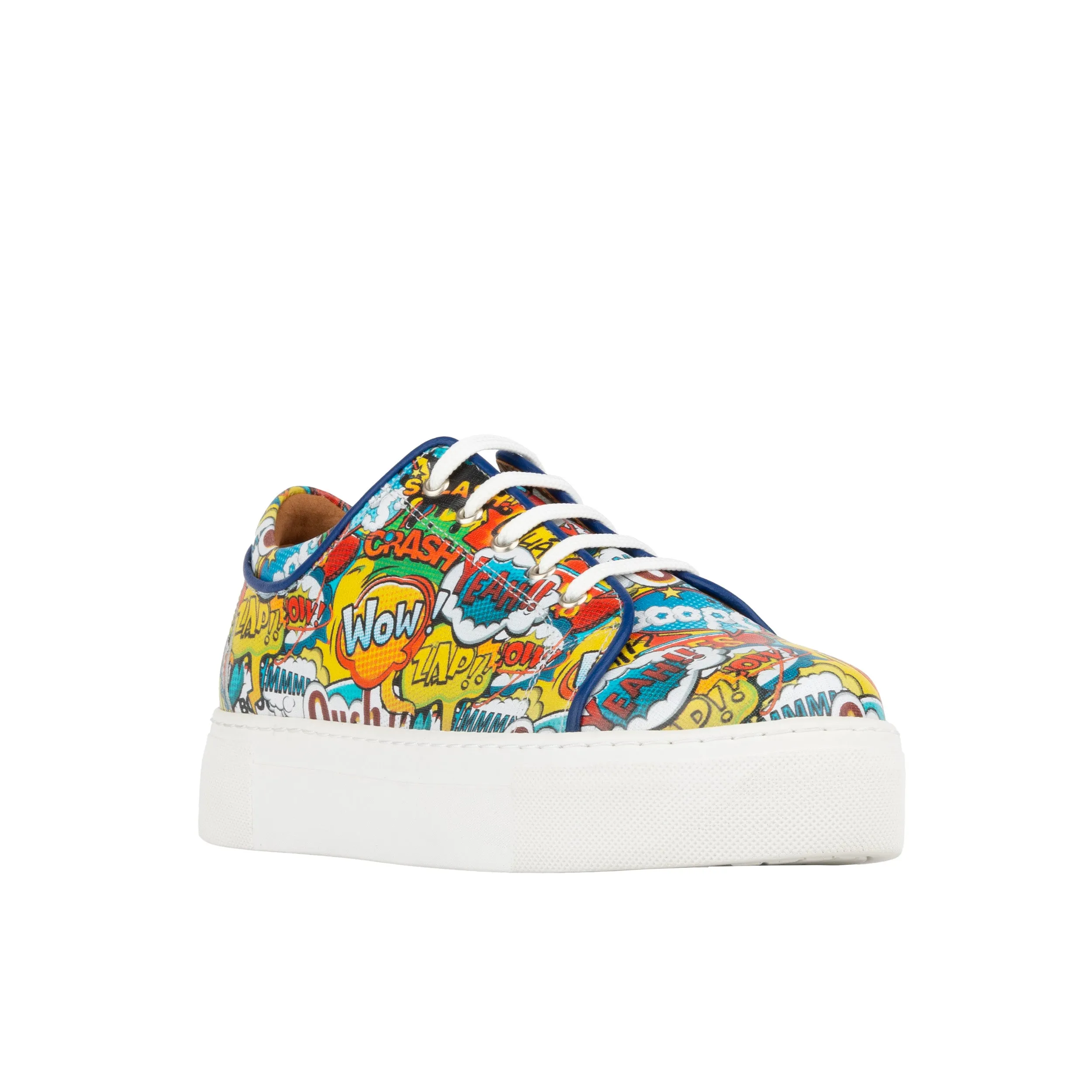 CAMILA COMIC BOOK - Women's chunky white sole leather trainer in vibrant print