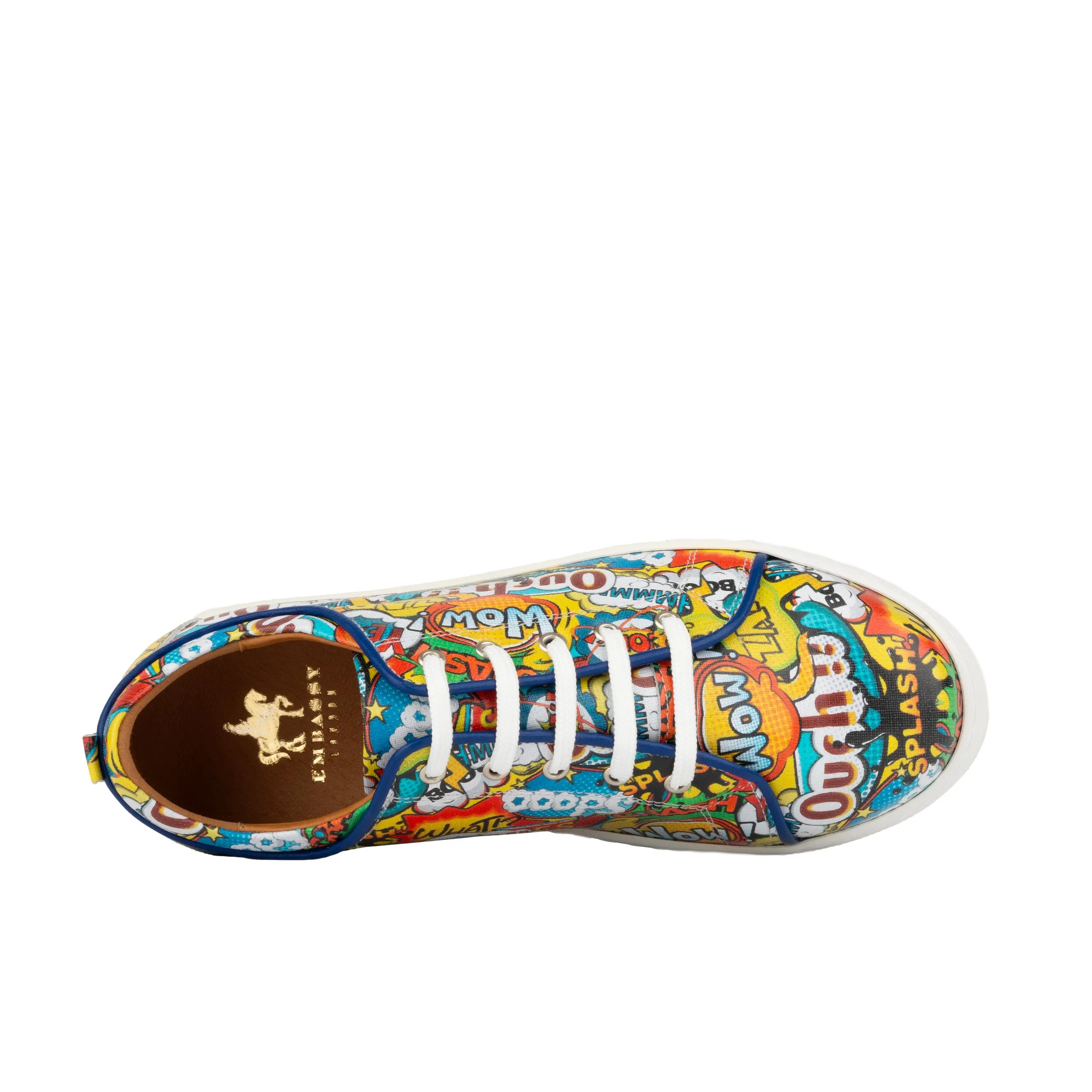 CAMILA COMIC BOOK - Women's chunky white sole leather trainer in vibrant print