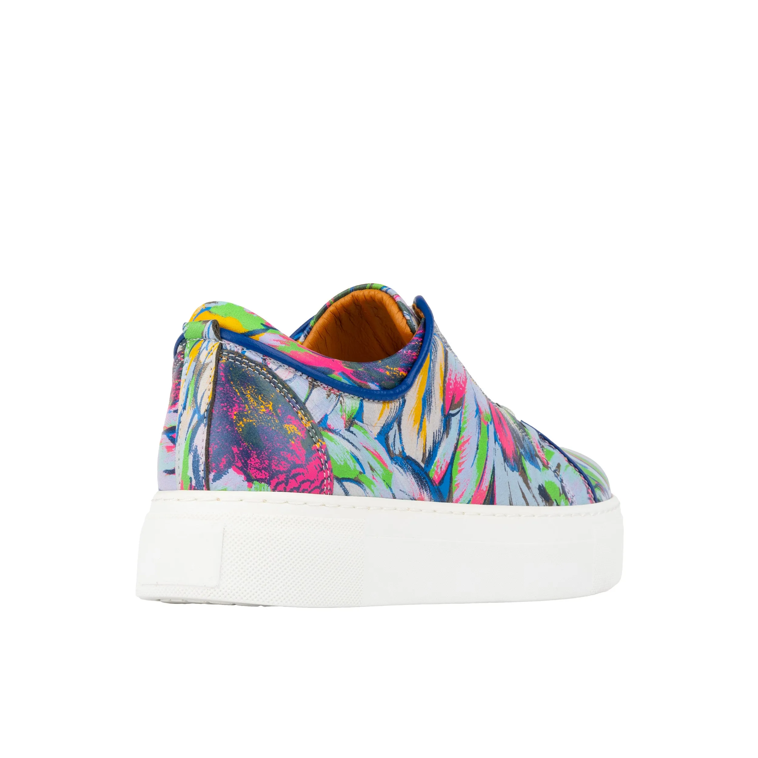 CAMILA DARK FLAMINGO - Women's white sole trainer in colourful Italian leather