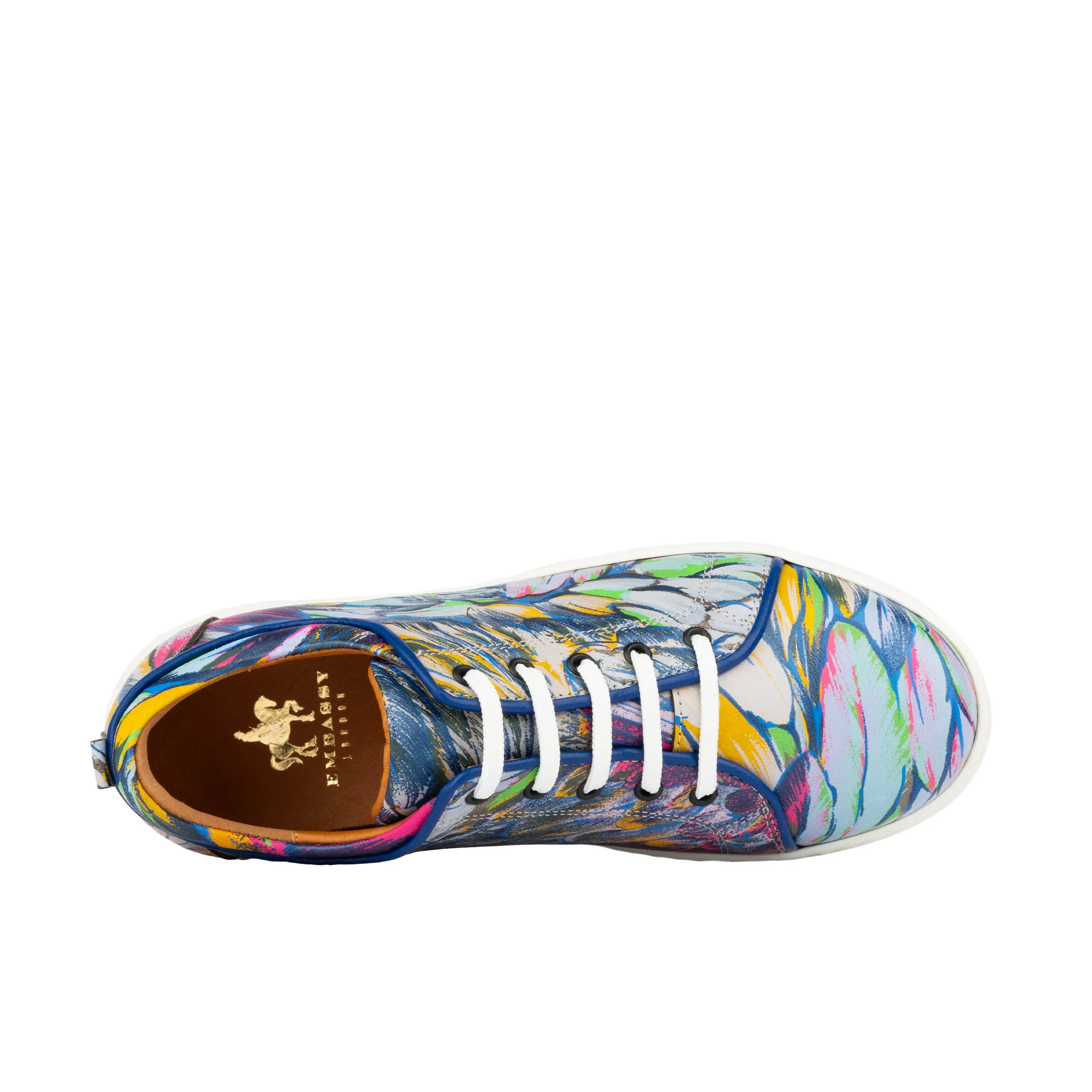 CAMILA DARK FLAMINGO - Women's white sole trainer in colourful Italian leather