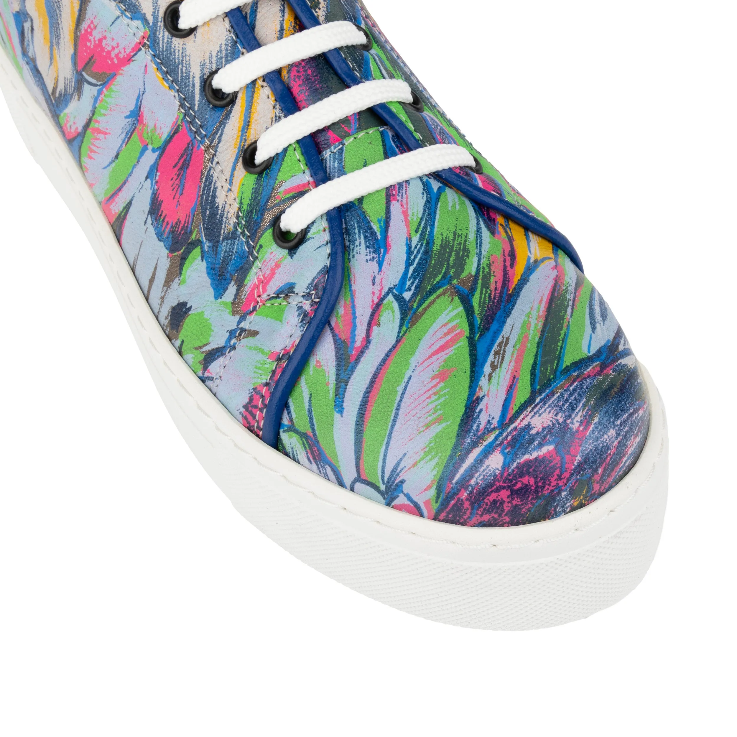 CAMILA DARK FLAMINGO - Women's white sole trainer in colourful Italian leather