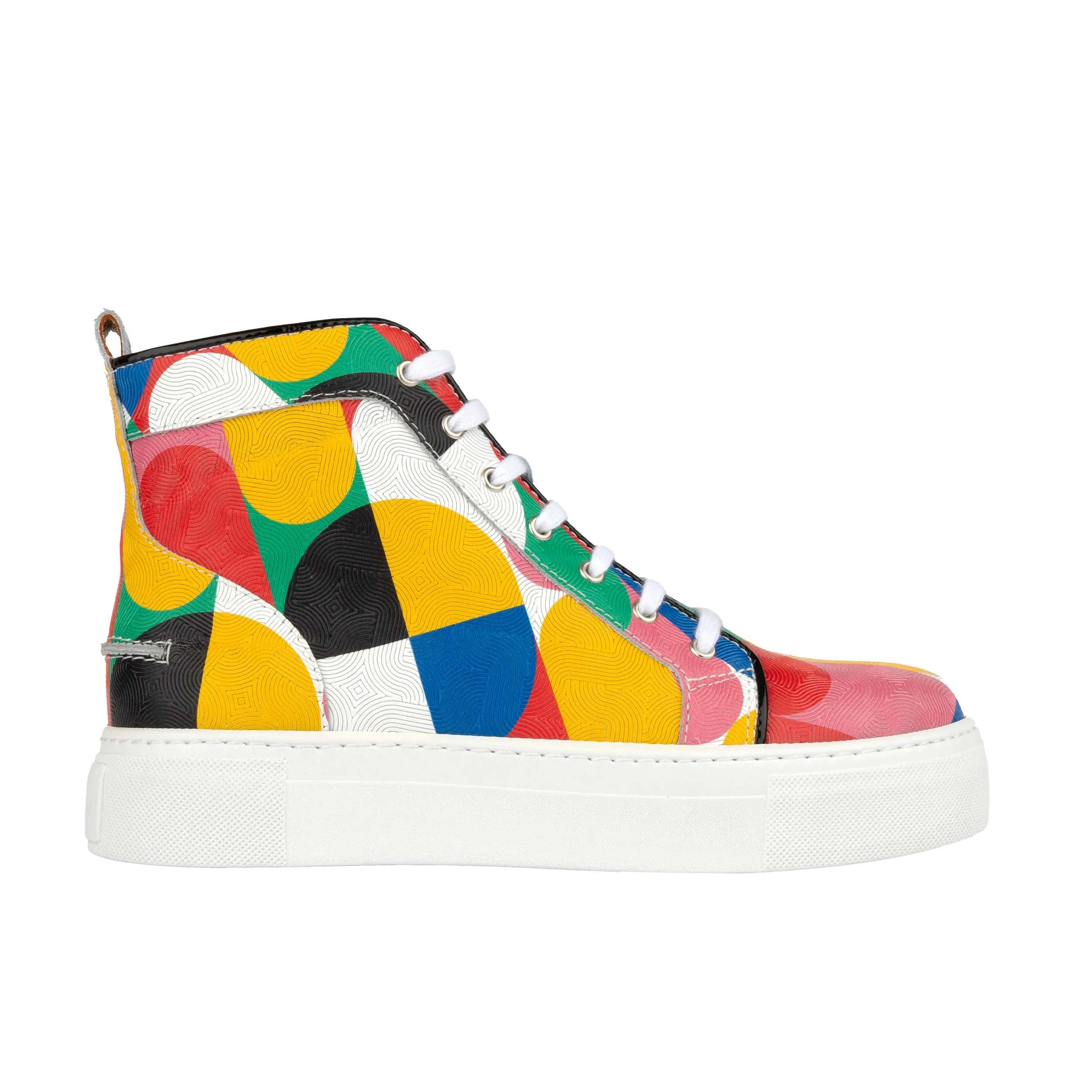 CAMILA HIGH GROOVY - Women's white sole high top Italian leather trainer