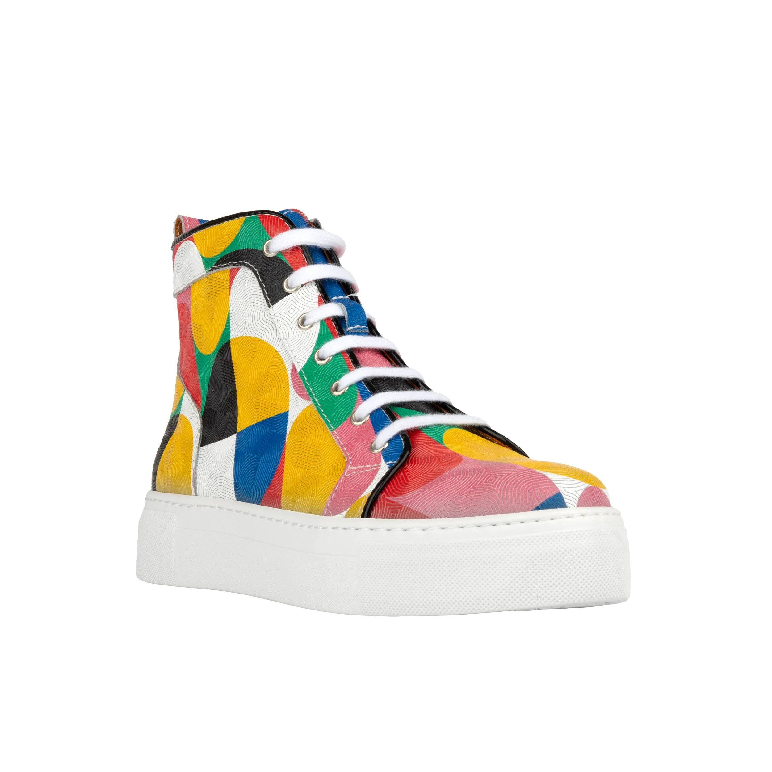 CAMILA HIGH GROOVY - Women's white sole high top Italian leather trainer