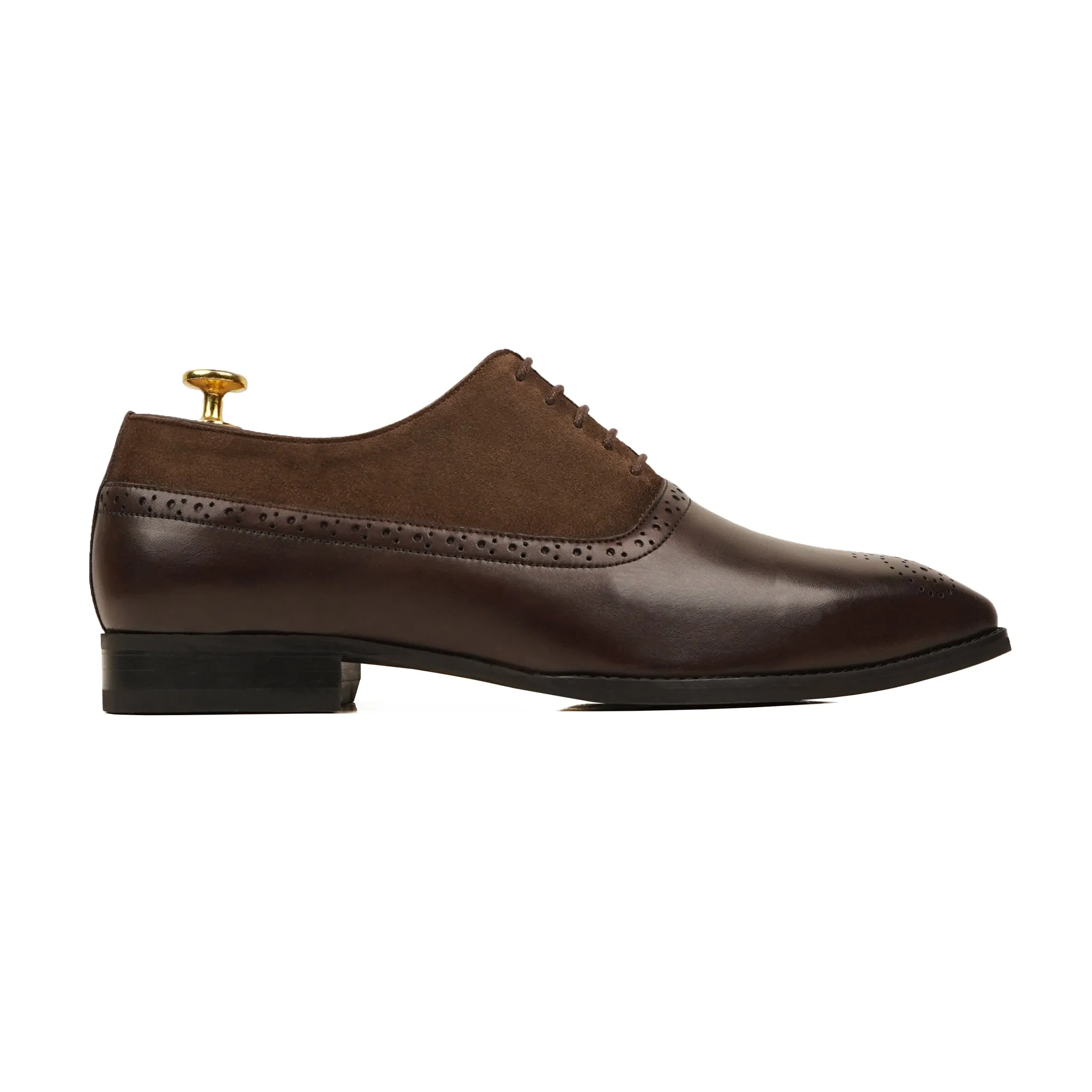 Cedro Dark Brown Kid Suede Fusion Oxford