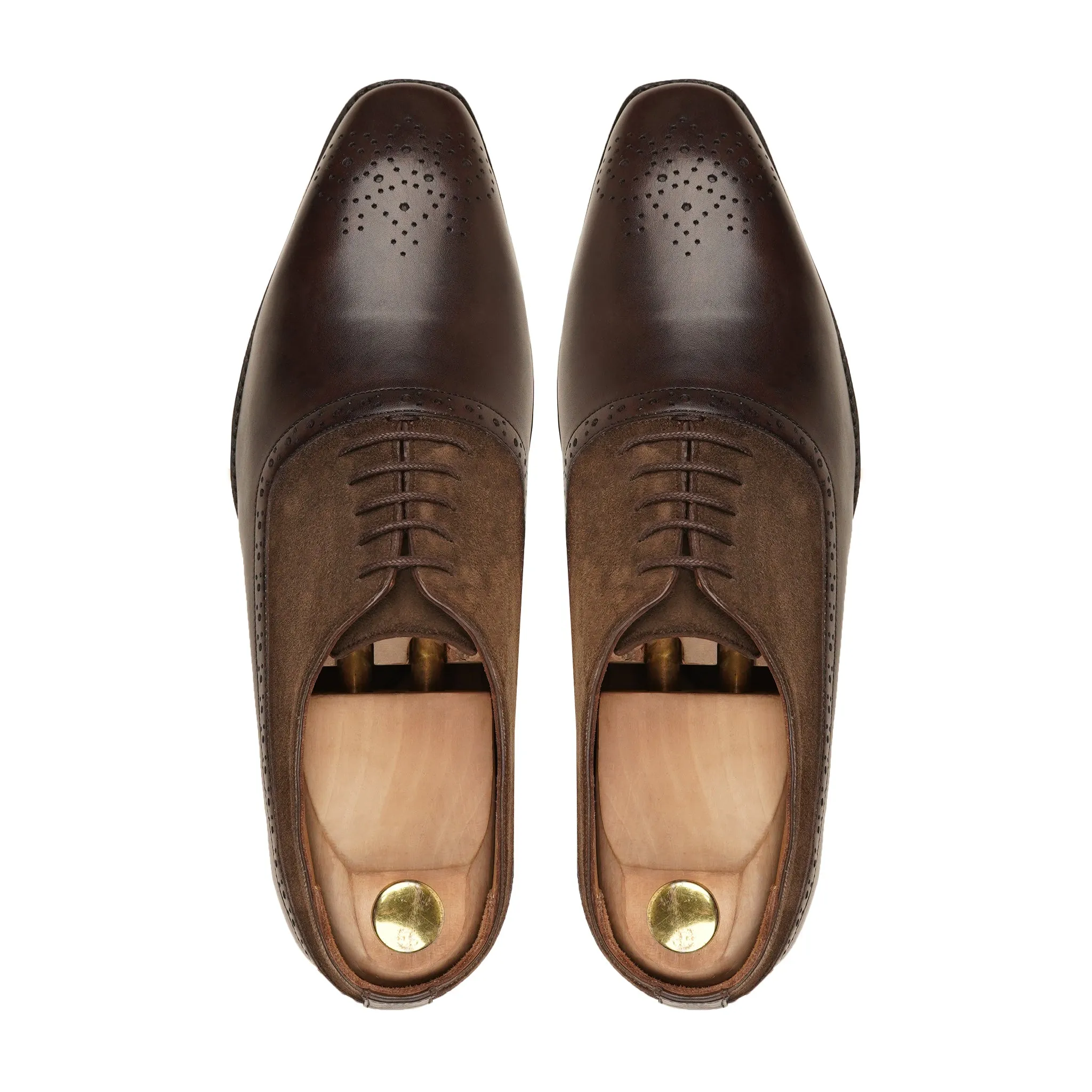 Cedro Dark Brown Kid Suede Fusion Oxford