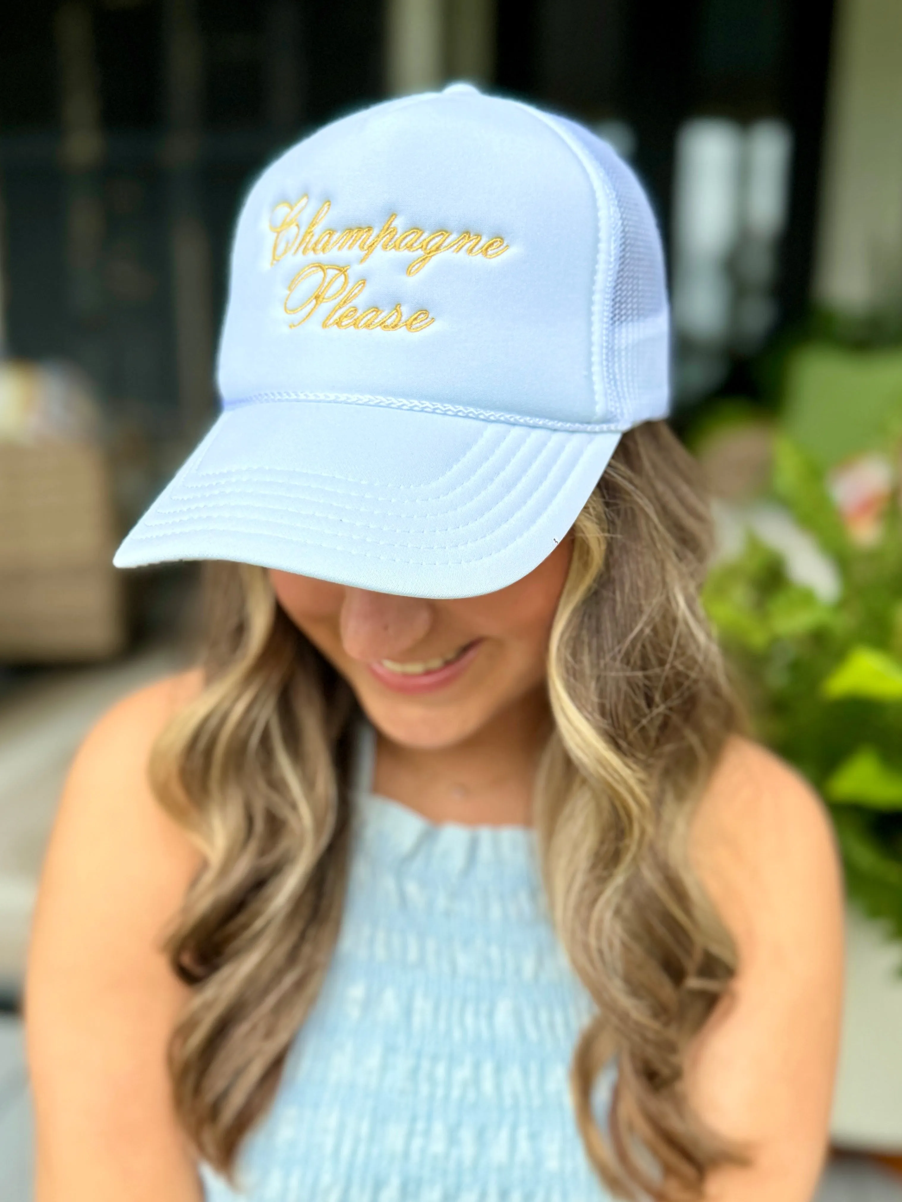 Champagne Please White Trucker Hat