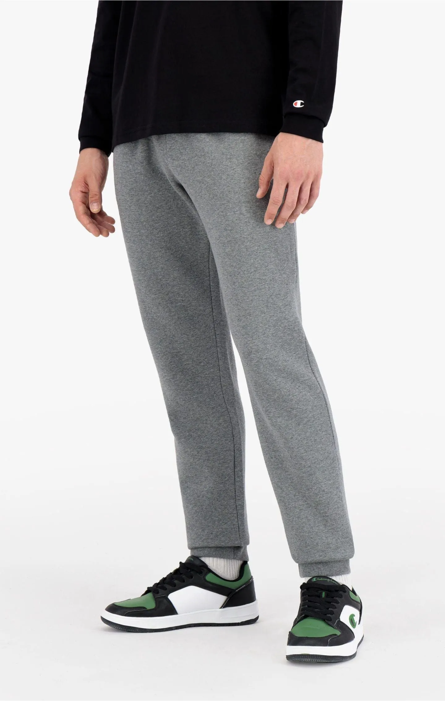 Champion Logo Print Cotton Terry Cuffed Joggers - Dark Grey