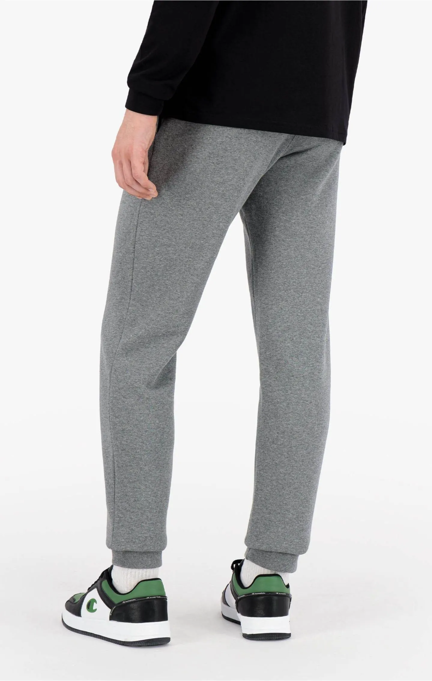 Champion Logo Print Cotton Terry Cuffed Joggers - Dark Grey