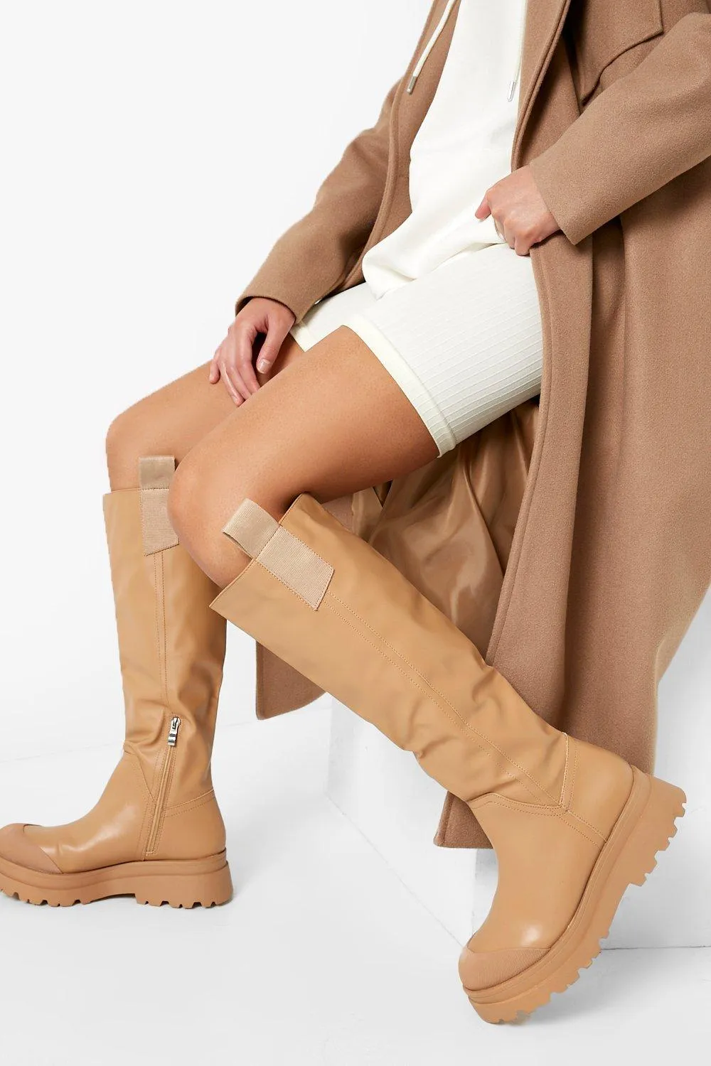 Chunky Rubber Knee High Boots