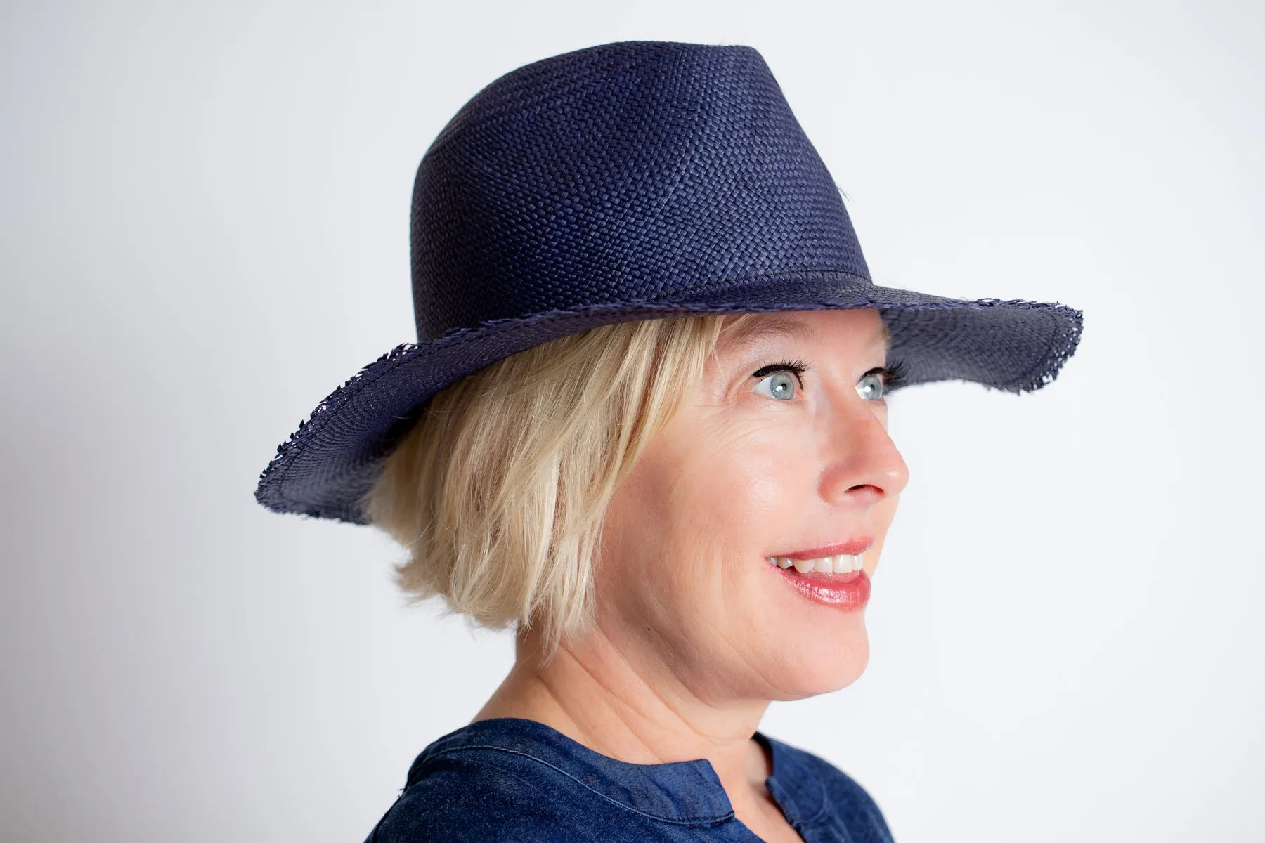 Classic Fringe Continental Hat in Navy