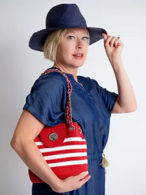 Classic Fringe Continental Hat in Navy