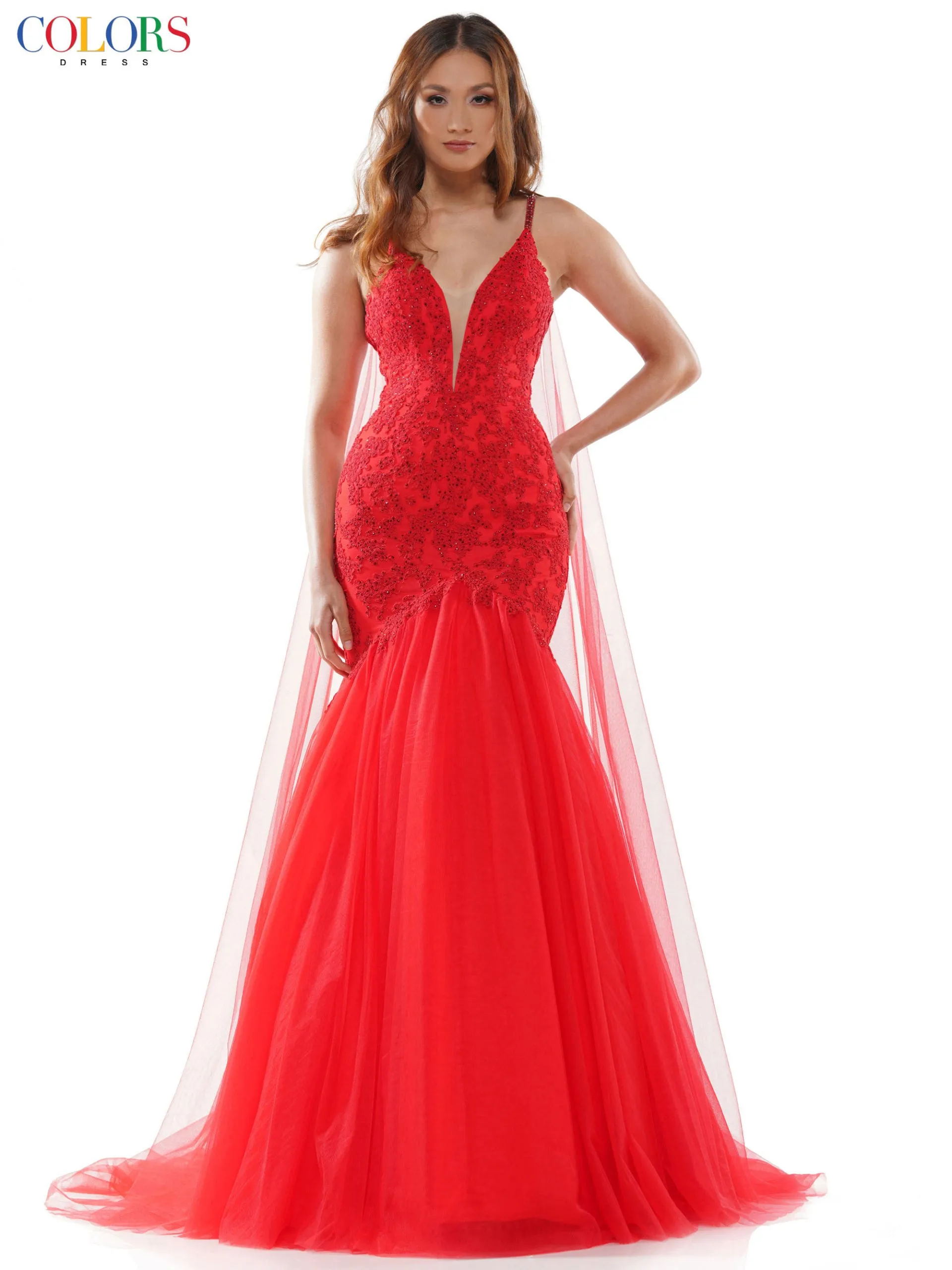 Colors Gown with shoulder drapes