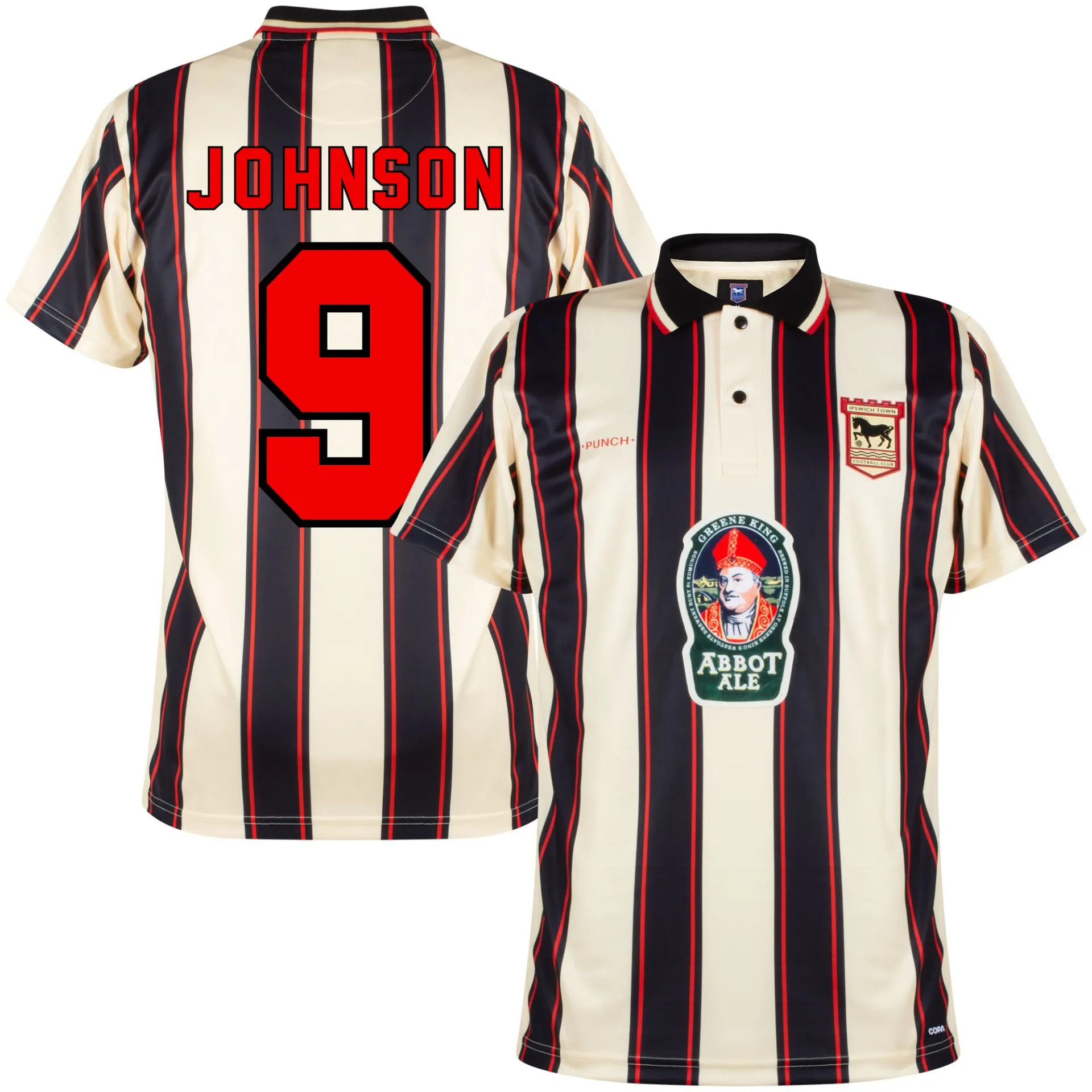 COPA Football - Ipswich Town FC Retro Football Shirt Away 1997-98 + Johnson 9