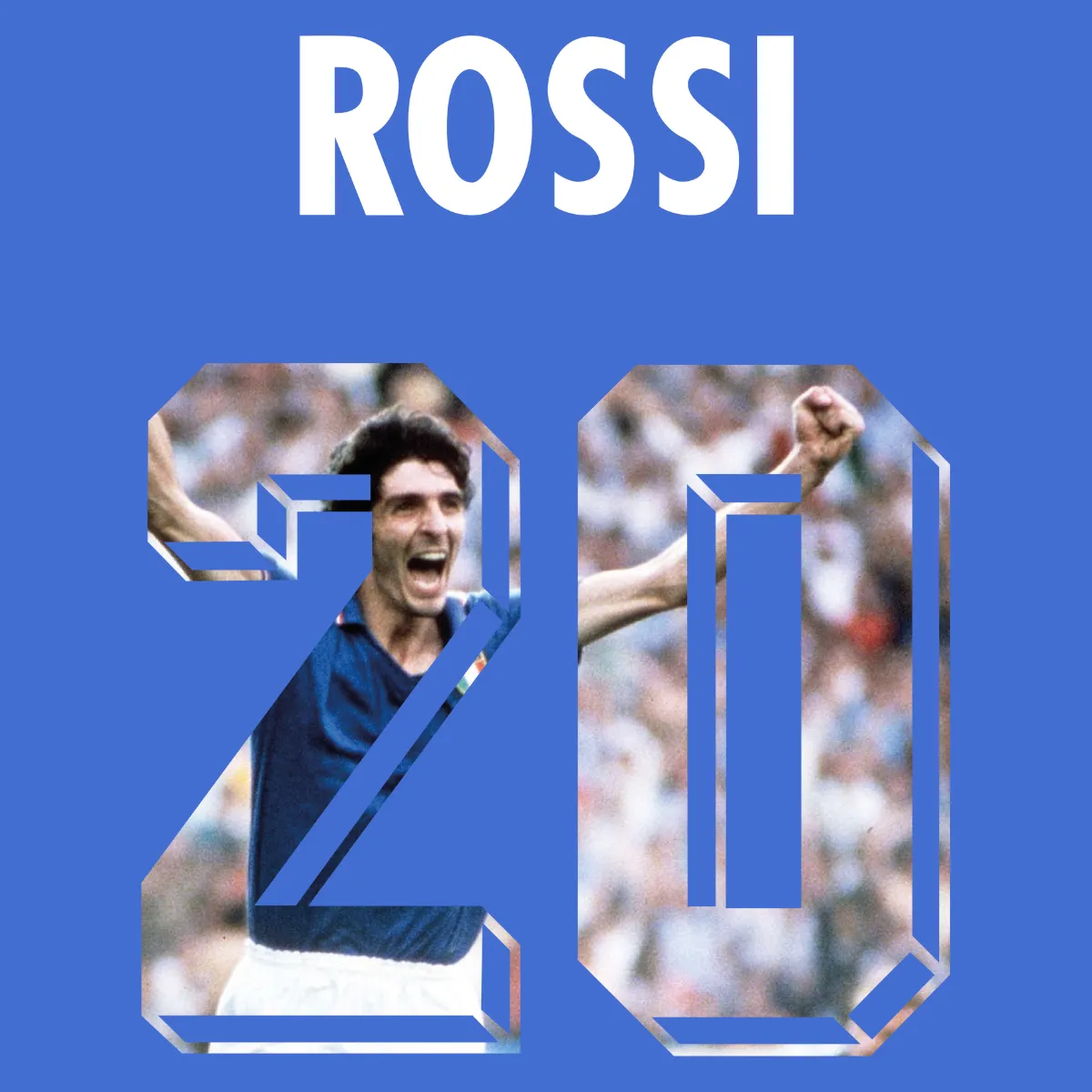 COPA Football - Italy Retro Football Shirt WC 1982 + Rossi 20 (Photo Style)