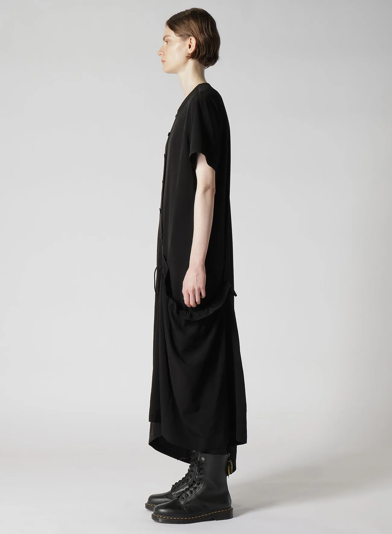 CREPE de CHINE HALF SLEEVE DRAPED DRESS