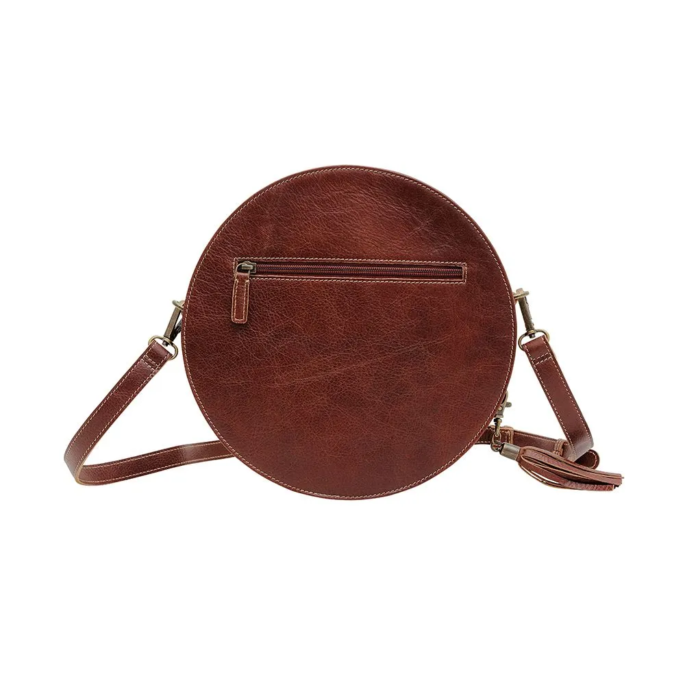 Crimson Orchid Round Bag by Myra