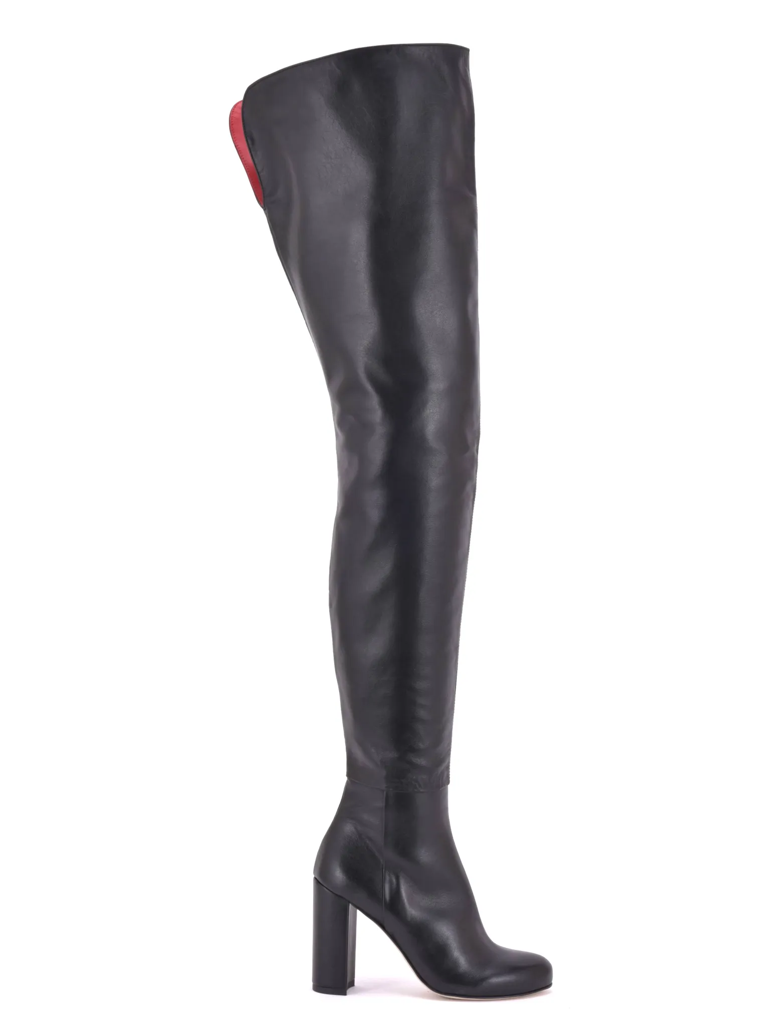 Crotch high boots with 10cm  heels in real leather