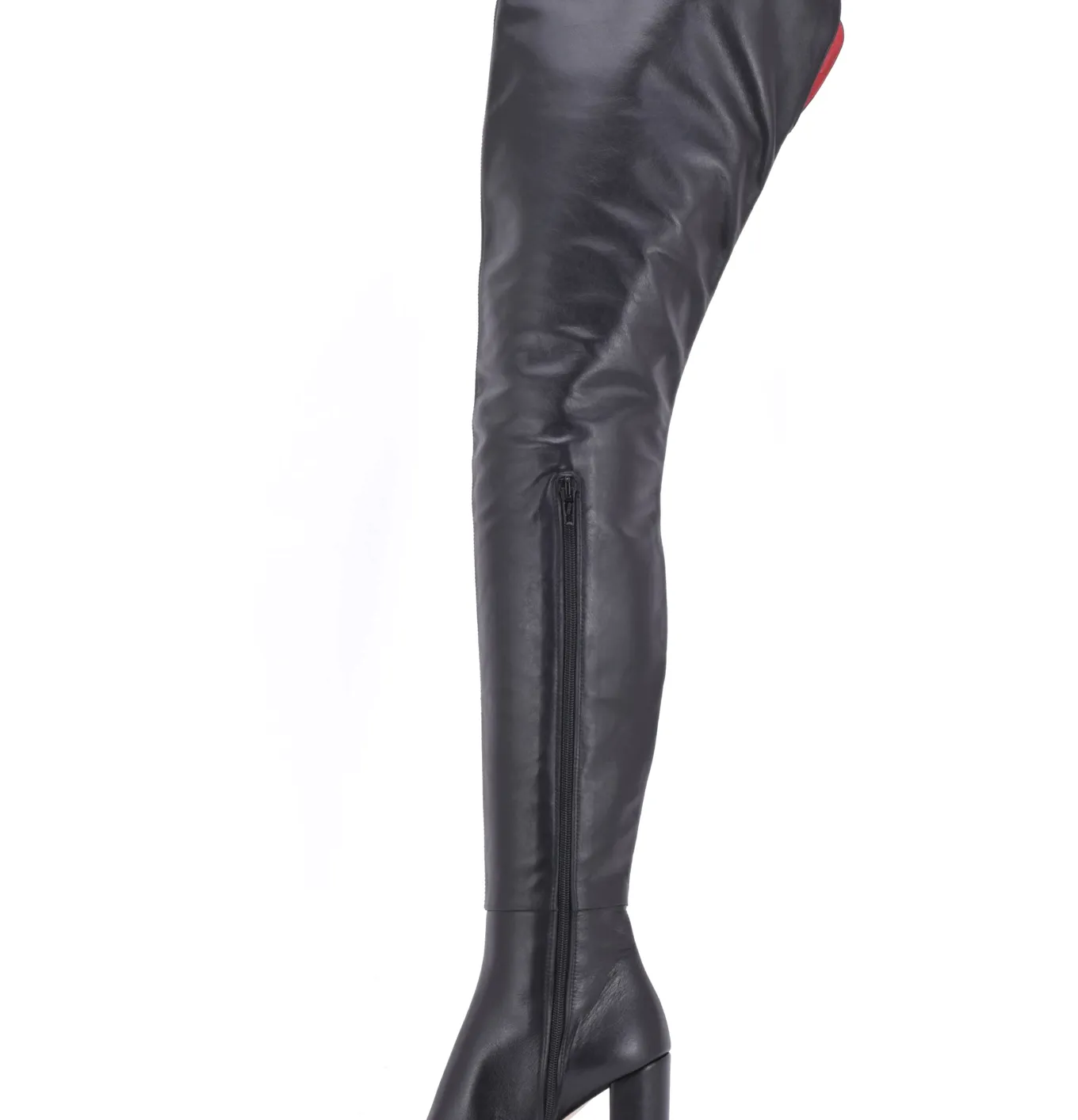 Crotch high boots with 10cm  heels in real leather