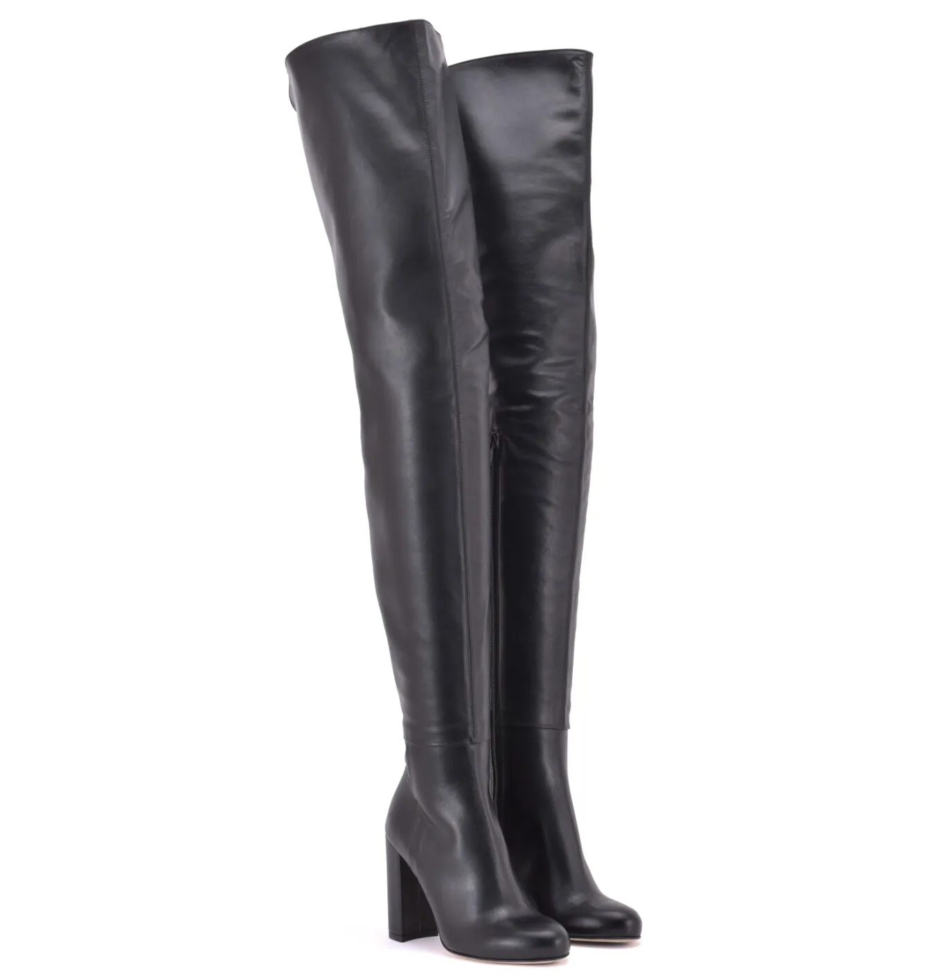 Crotch high boots with 10cm  heels in real leather