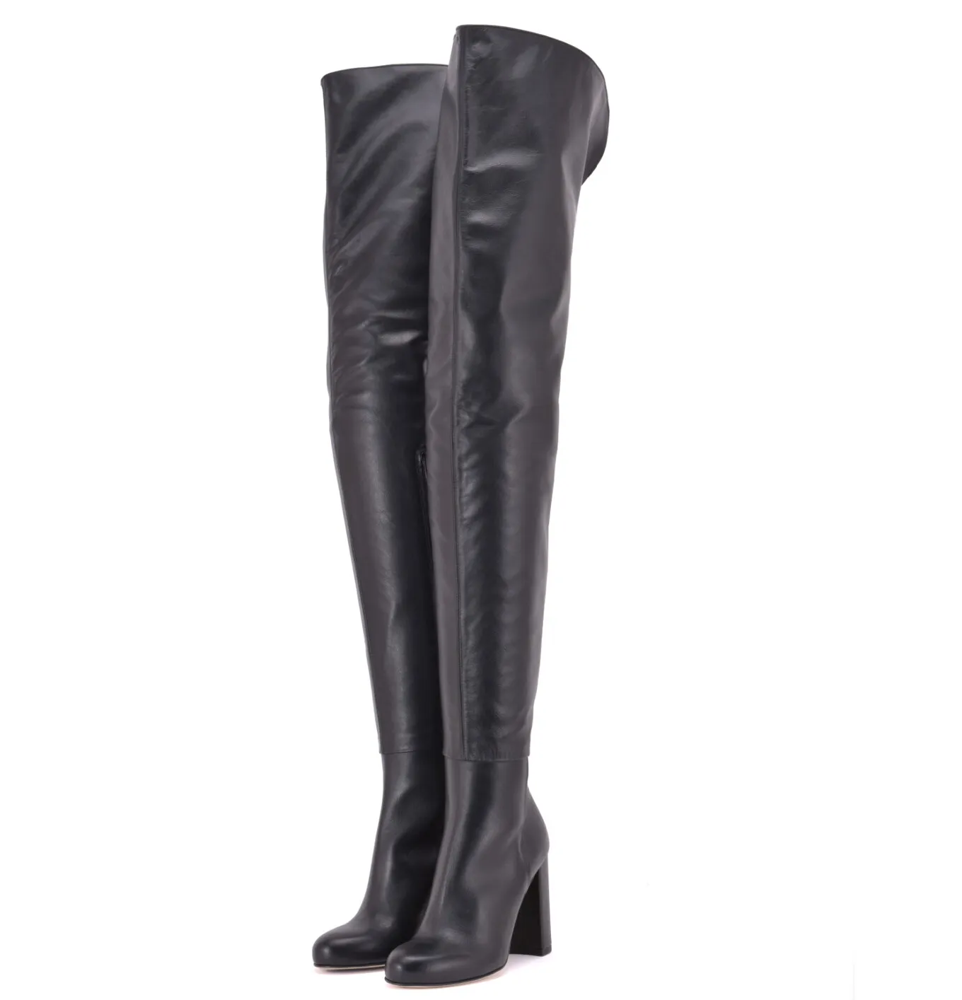 Crotch high boots with 10cm  heels in real leather