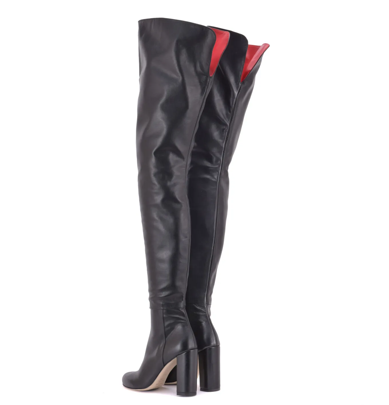 Crotch high boots with 10cm  heels in real leather