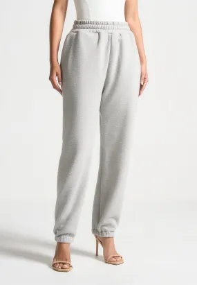 Cuffed Rhinestone Joggers - Grey