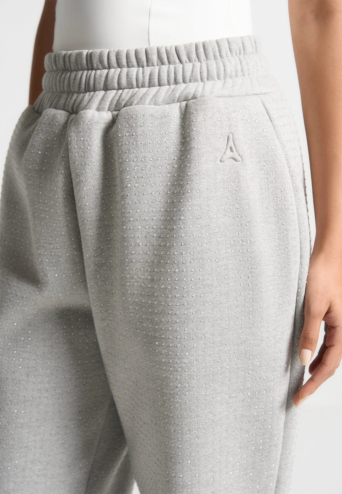 Cuffed Rhinestone Joggers - Grey