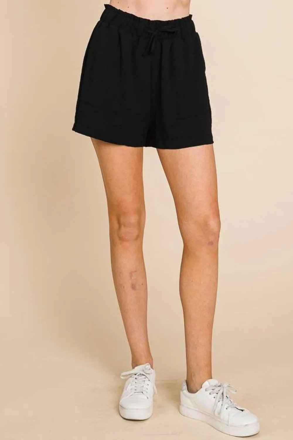 High Waist Paper bag Shorts in Culture Code style