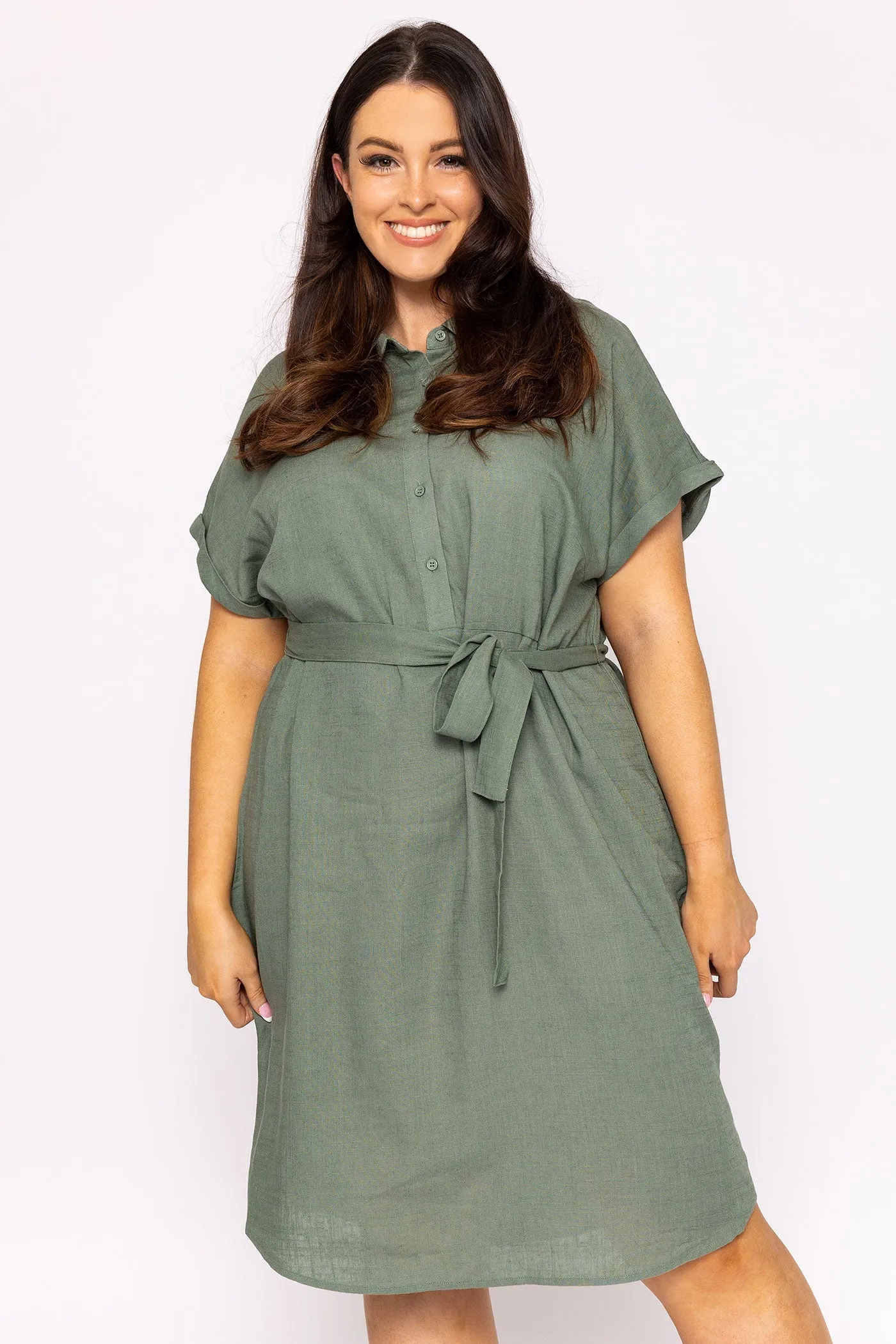 Curve - Lailah Shirt Dress in Khaki