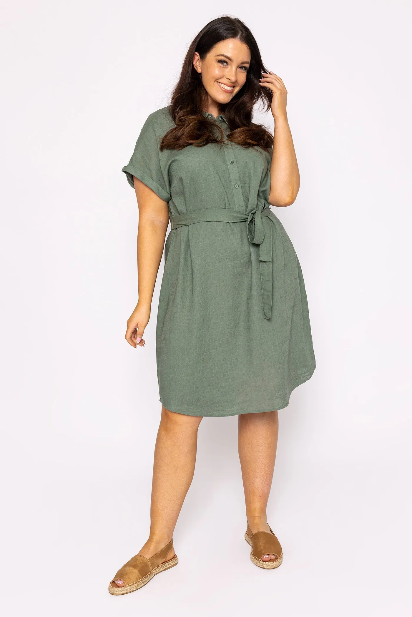 Curve - Lailah Shirt Dress in Khaki