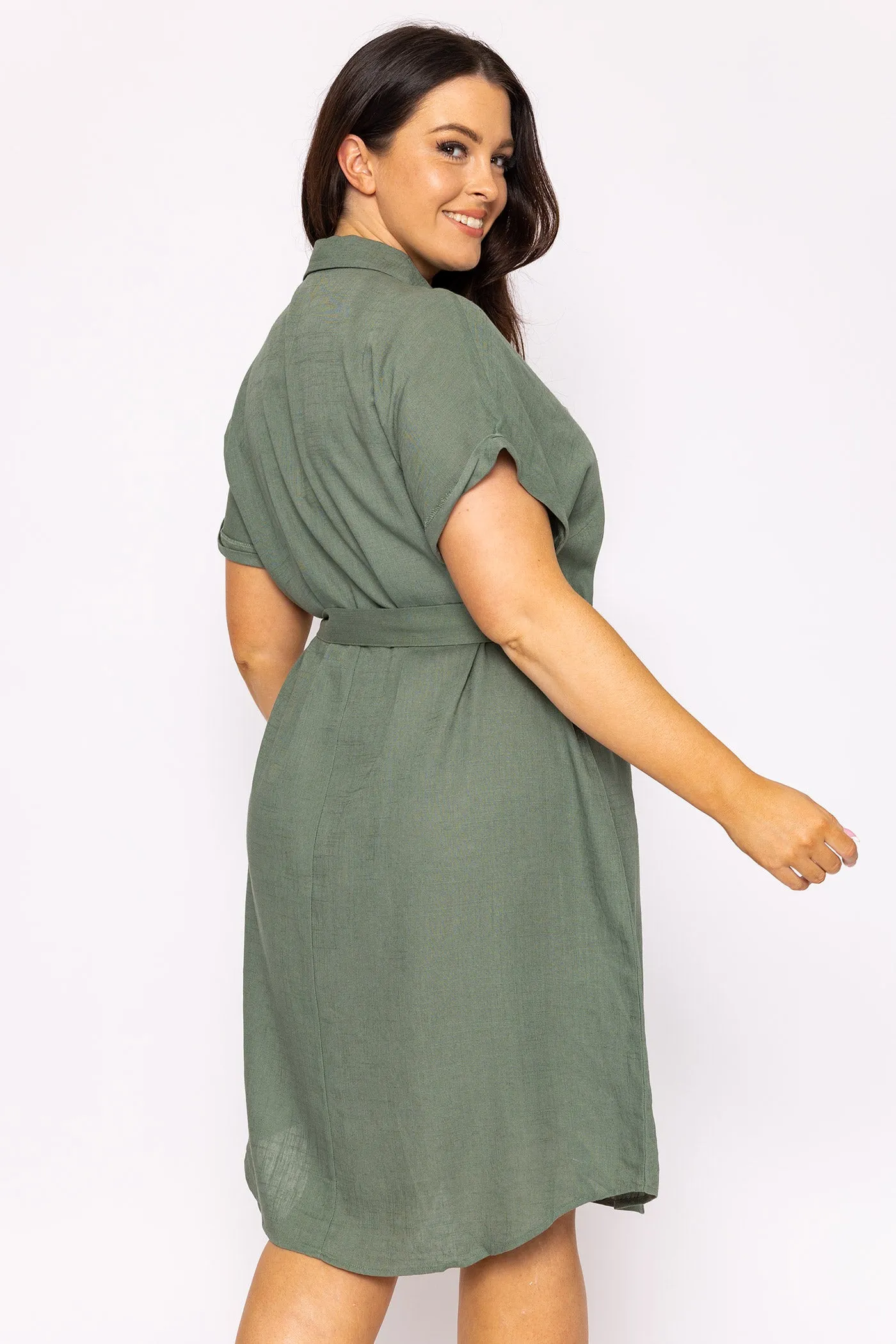 Curve - Lailah Shirt Dress in Khaki