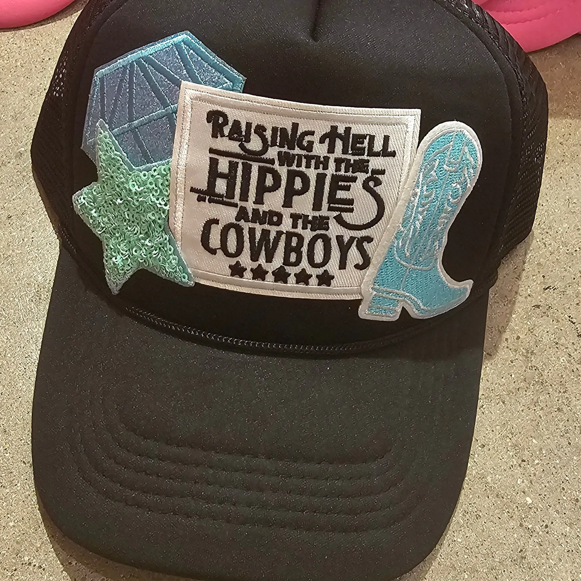 Custom Black Hippies & Cowboys Hat by Kig