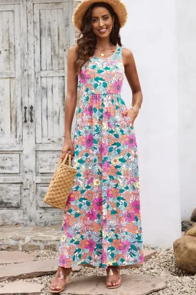 Floral Maxi Dress with Pockets for Daily Wear