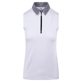 Ladies White Daily Sports Kyoto Sleeveless Golf Polo Shirt