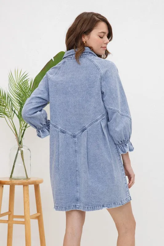 Denim Dress with Washed Finish