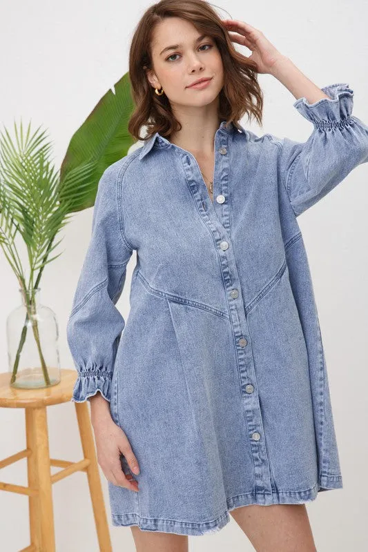 Denim Dress with Washed Finish