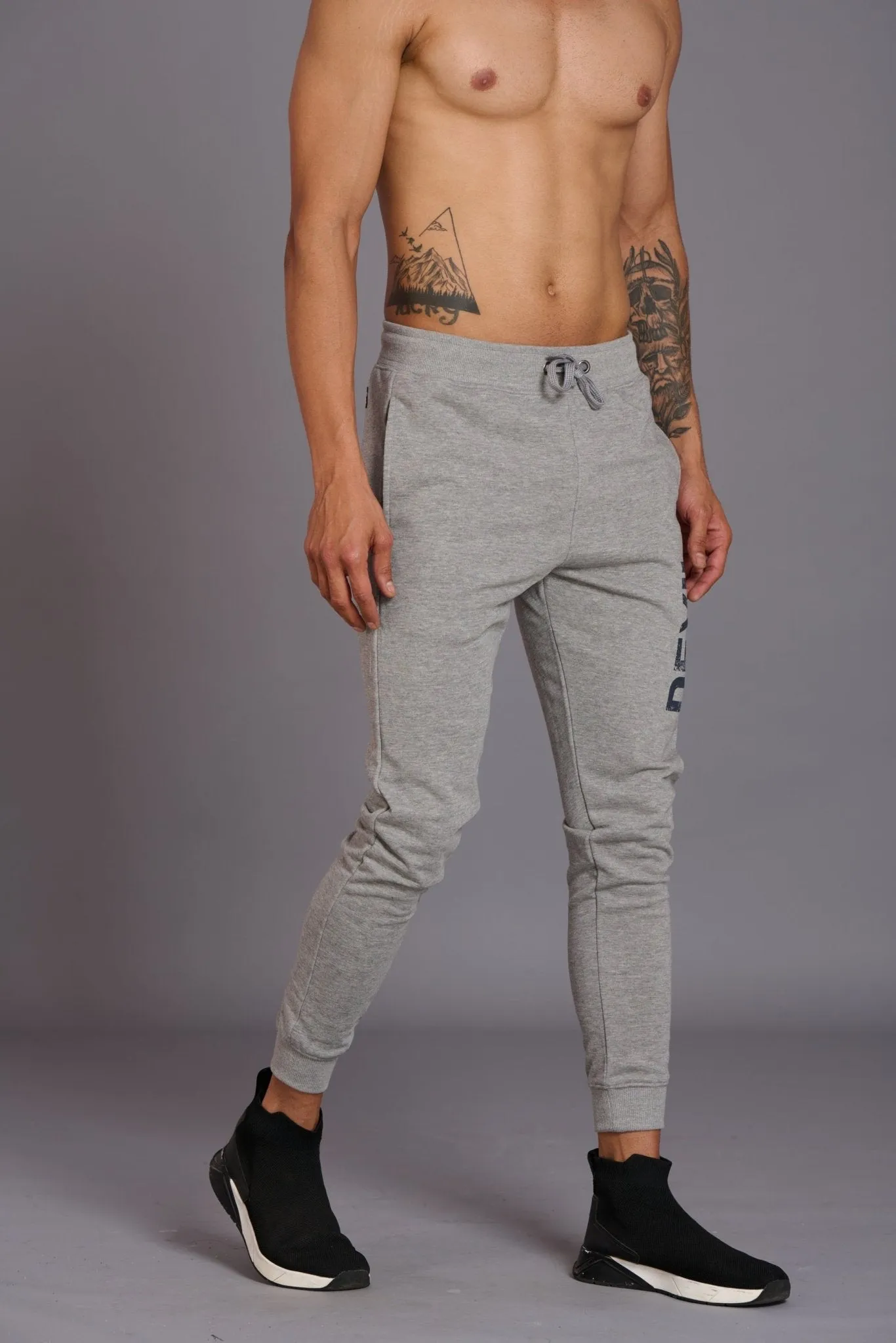 Devil Printed Grey Joggers for Men