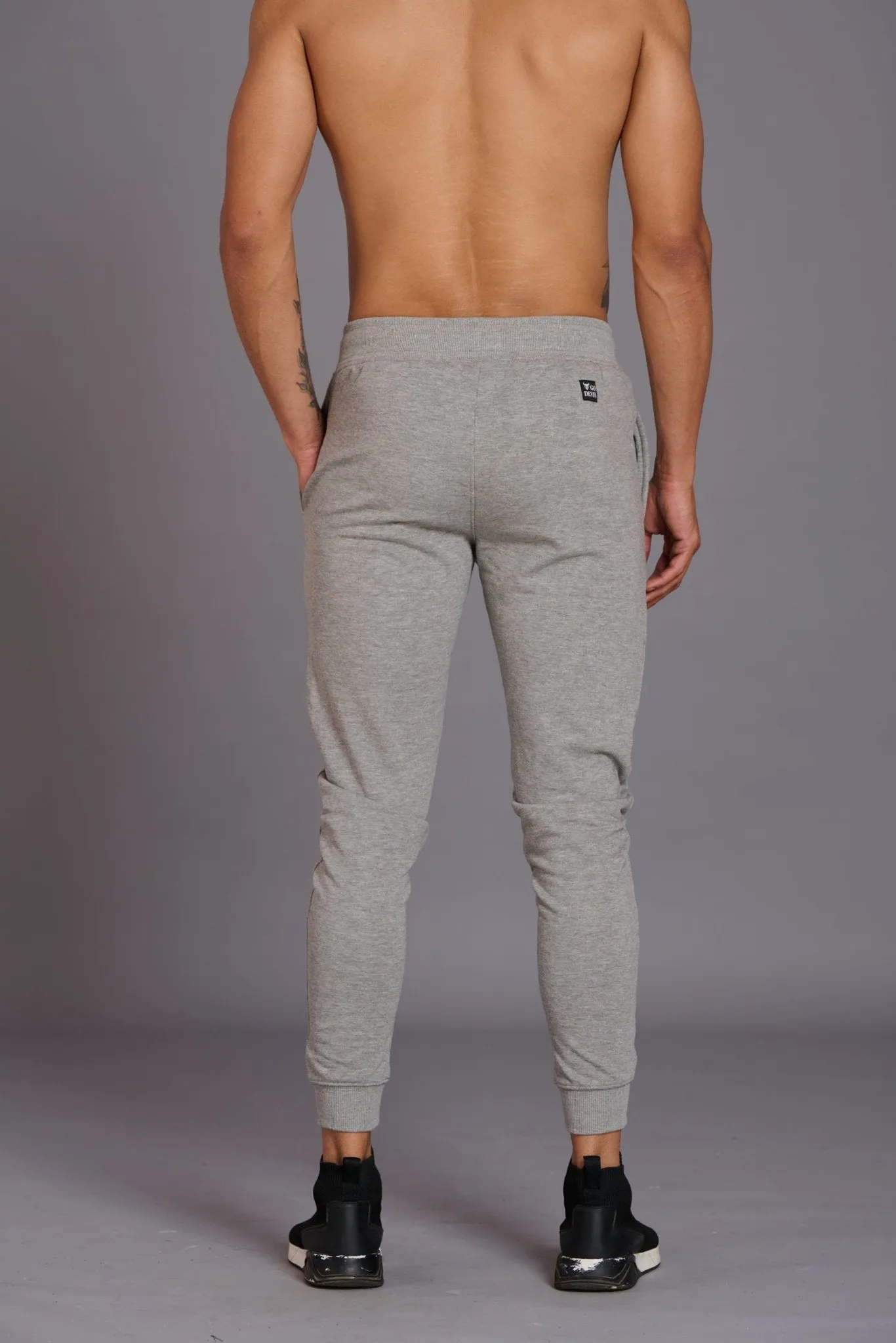 Devil Printed Grey Joggers for Men