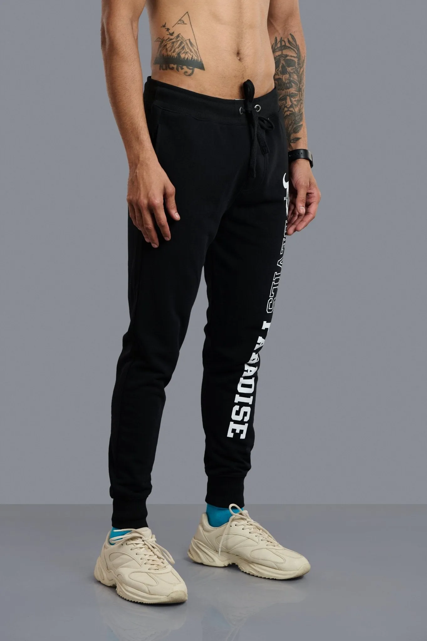 Devils Swag Printed Black Joggers for Men