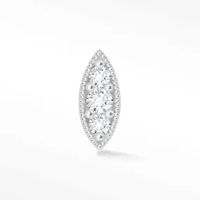 Marquise 14k White Diamond Flat Back Earring