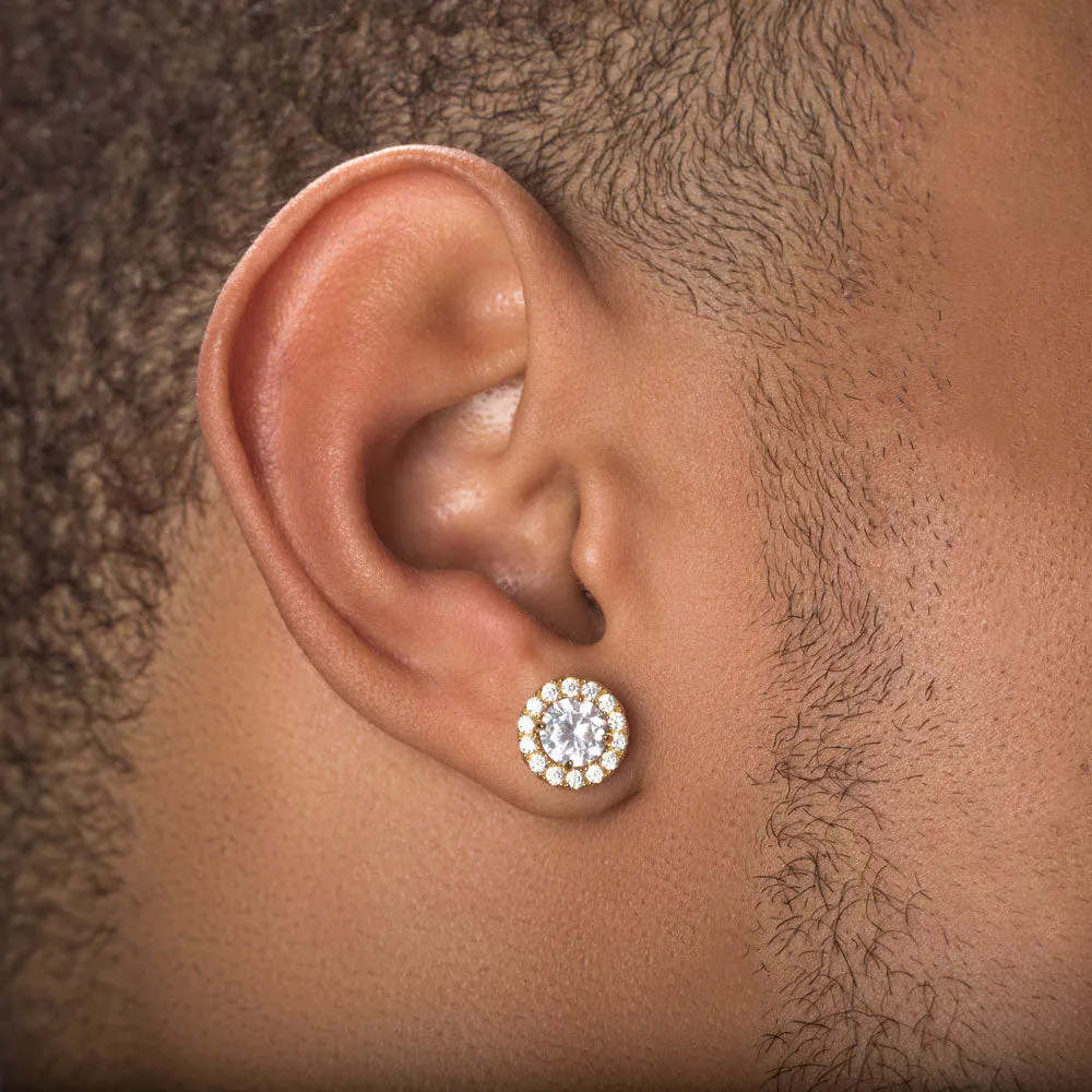 Men's Halo Stud Diamond Earrings