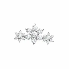 Diamond Garland Flat Back Three Flower Stud