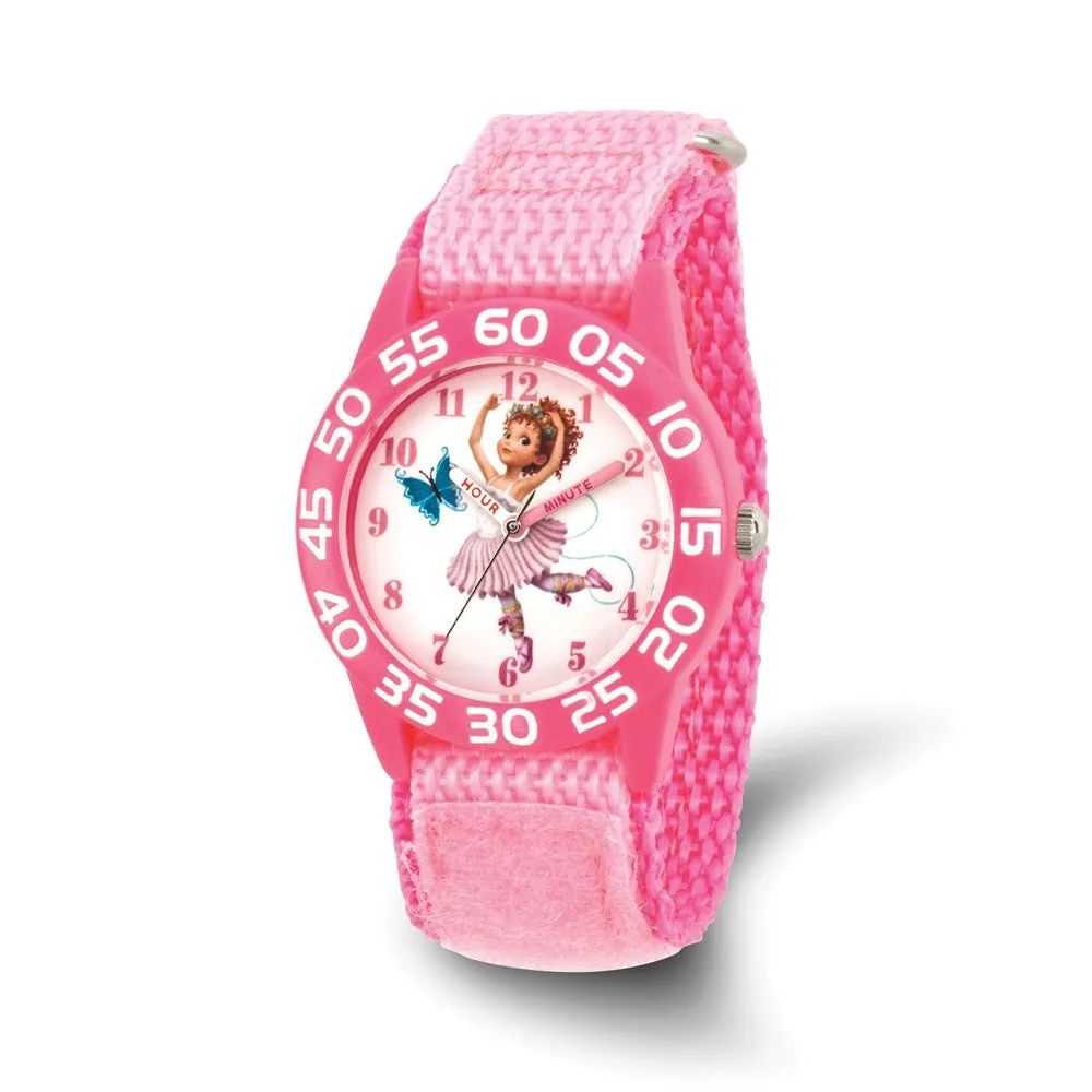 Disney Kids Fancy Nancy Pink Nylon Band Time Teacher Watch