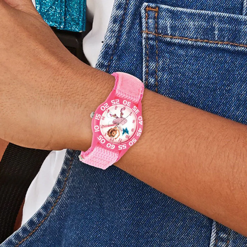 Disney Kids Fancy Nancy Pink Nylon Band Time Teacher Watch