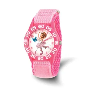 Disney Kids Fancy Nancy Pink Nylon Band Time Teacher Watch