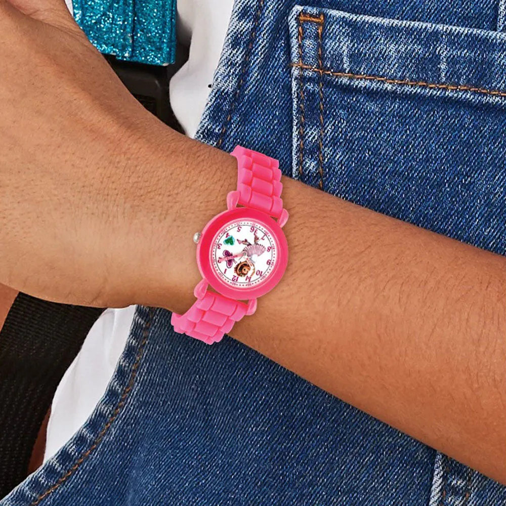 Disney Girls Fancy Nancy Pink Silicone Band Time Teacher Watch