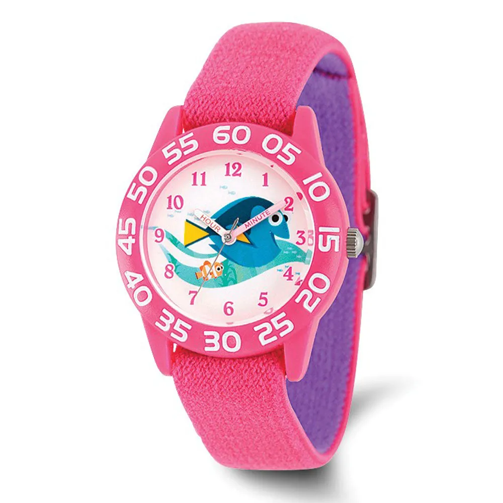 Disney Girls Nemo & Dory Pink Children's Stretch Time Teacher Watch