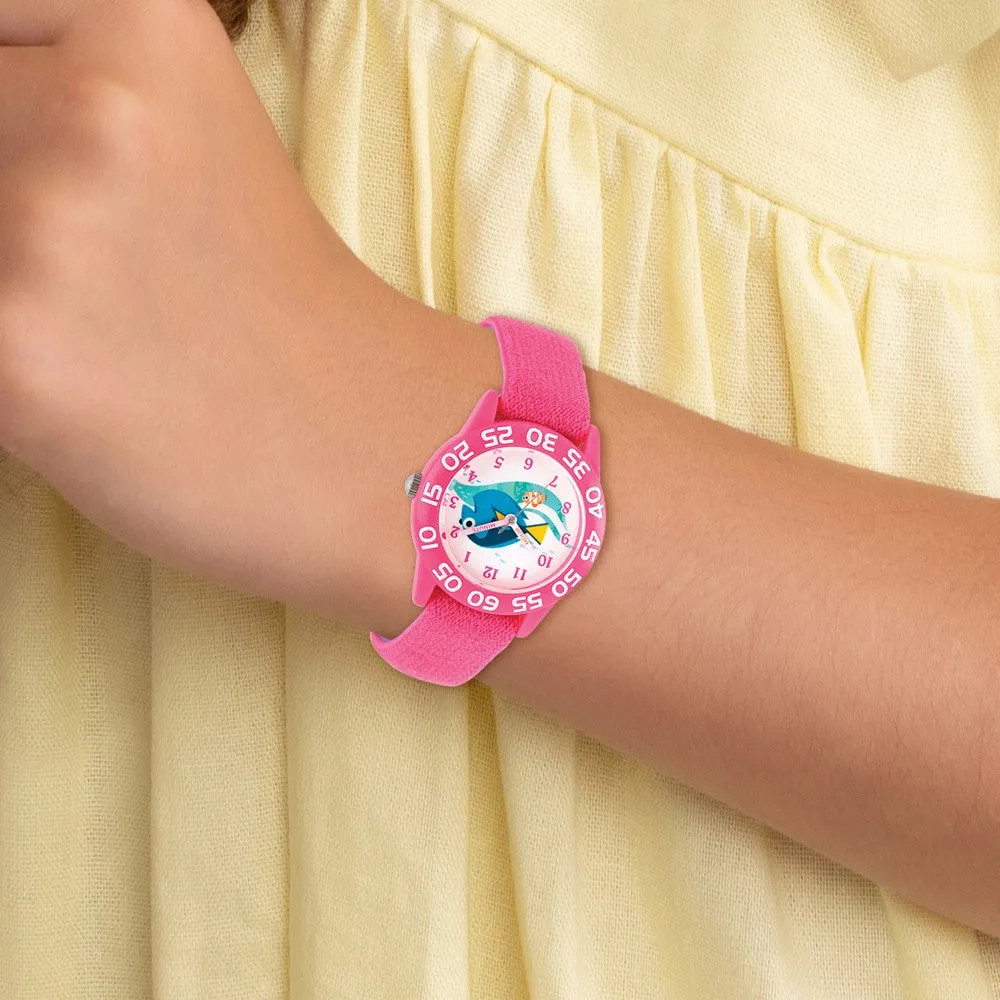 Disney Girls Nemo & Dory Pink Children's Stretch Time Teacher Watch